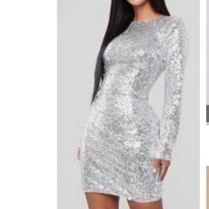 Silver sparkly dress, backless